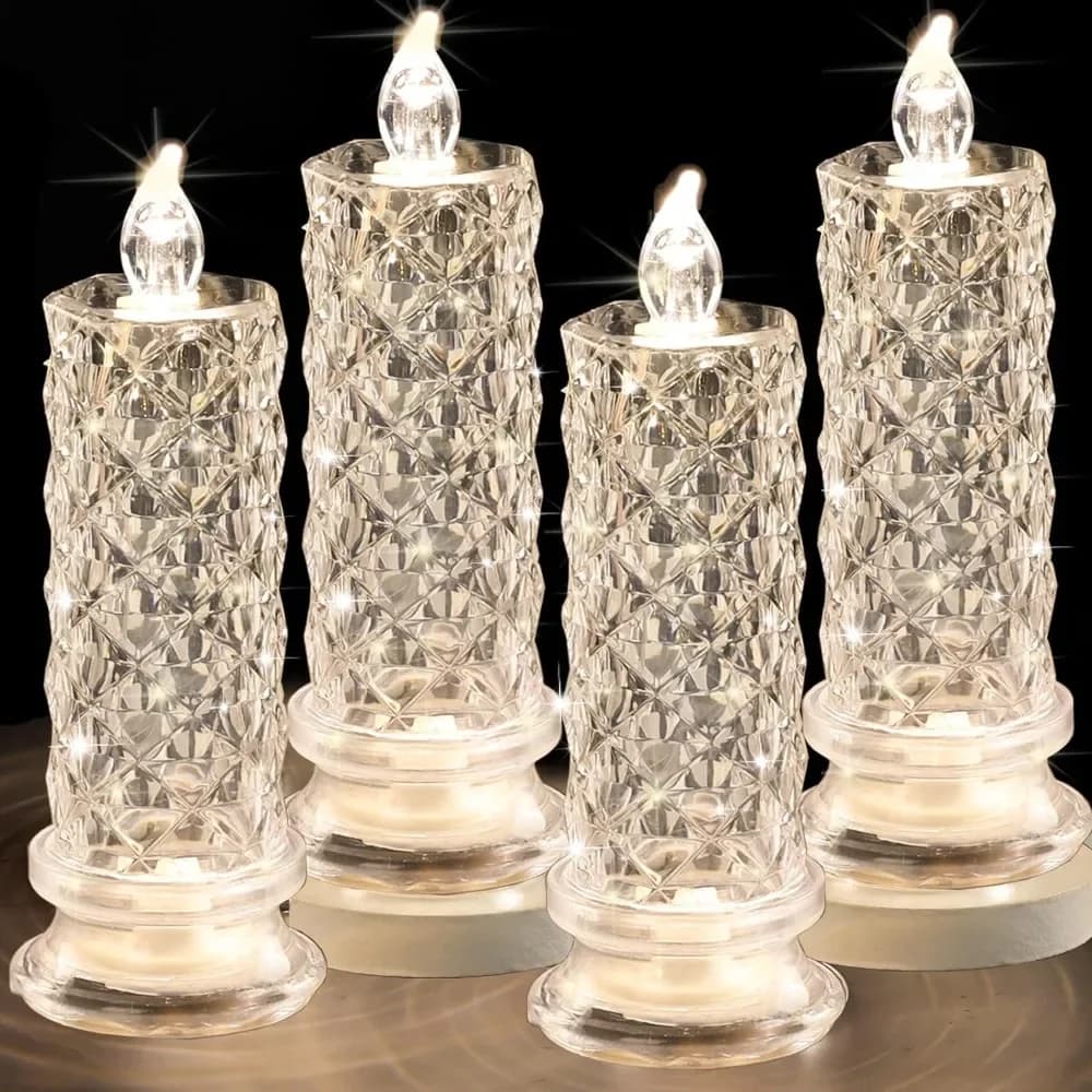 โคมเทียน LED โปรเจกเตอร์ลายกุหลาบ ไม่มีเปลวไฟ