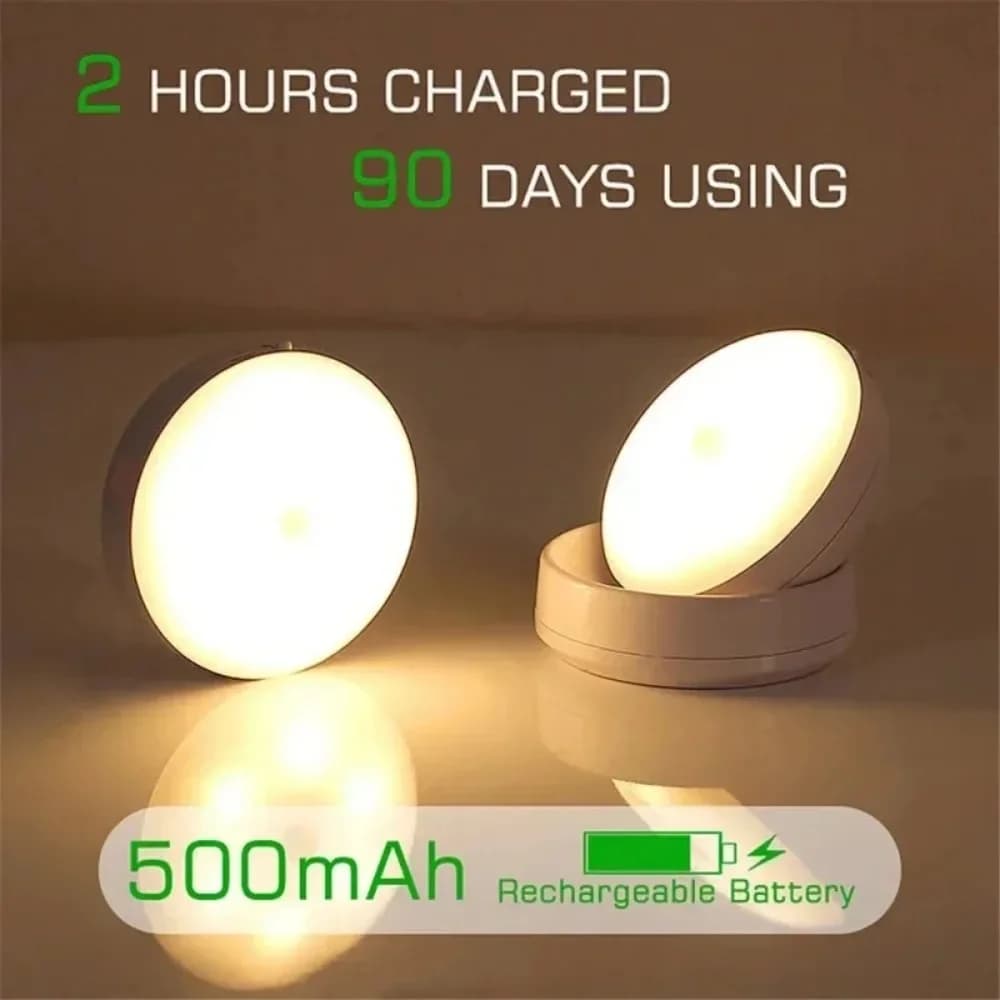 โคมไฟกลางคืนติดผนัง LED มีเซ็นเซอร์ตรวจจับการเคลื่อนไหว ชาร์จได้