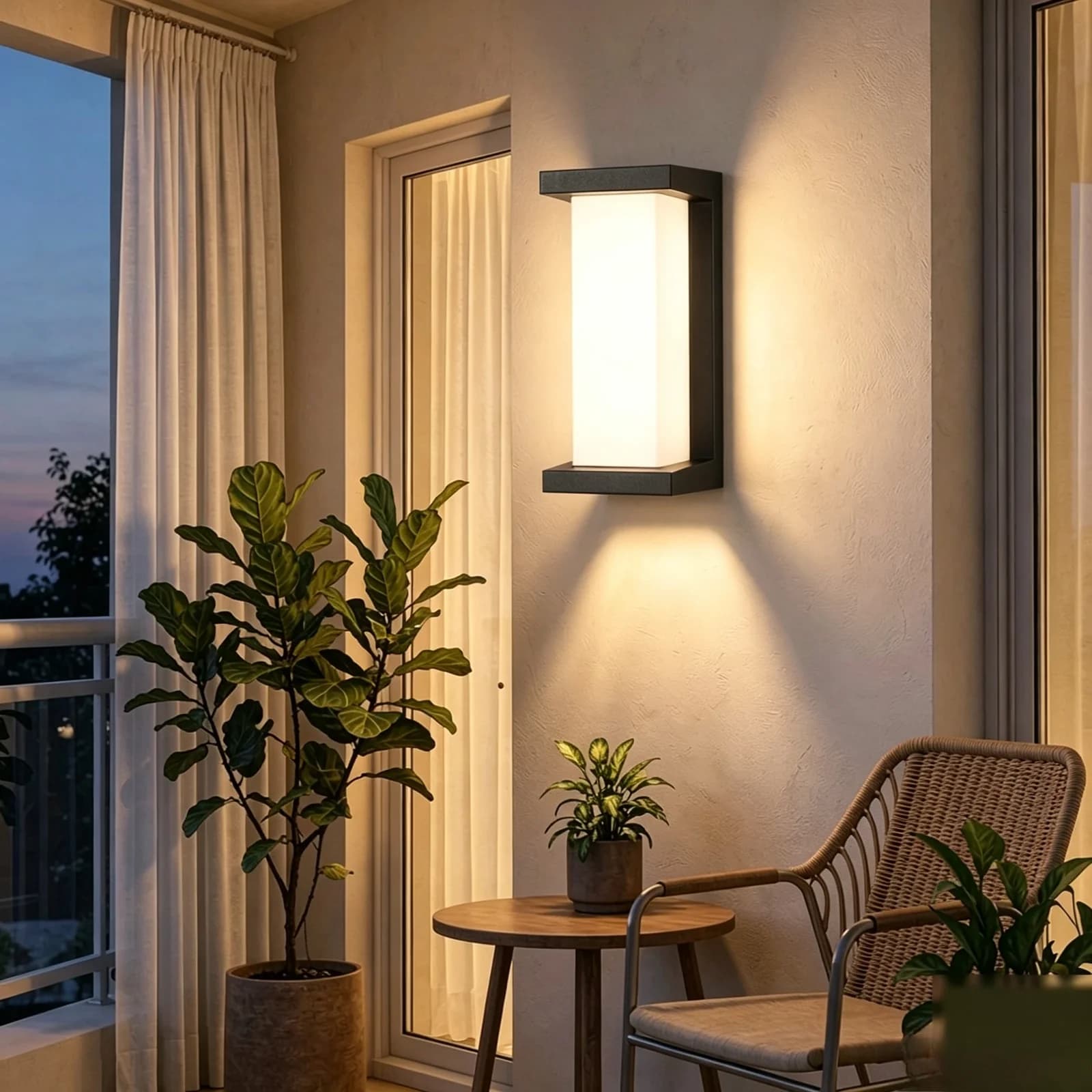 โคมไฟผนัง LED สีดำทันสมัย กันน้ำ มีเซ็นเซอร์ตรวจจับการเคลื่อนไหว