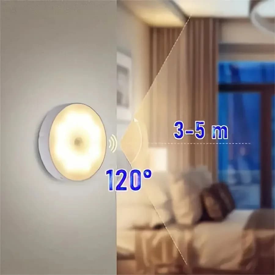 โคมไฟข้างเตียง LED เซ็นเซอร์ตรวจจับการเคลื่อนไหว ชาร์จได้, สีขาว