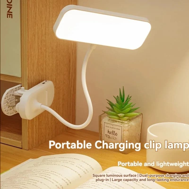 โคมไฟข้างเตียง LED แบบหนีบ ชาร์จ USB ได้ ปรับแสงได้