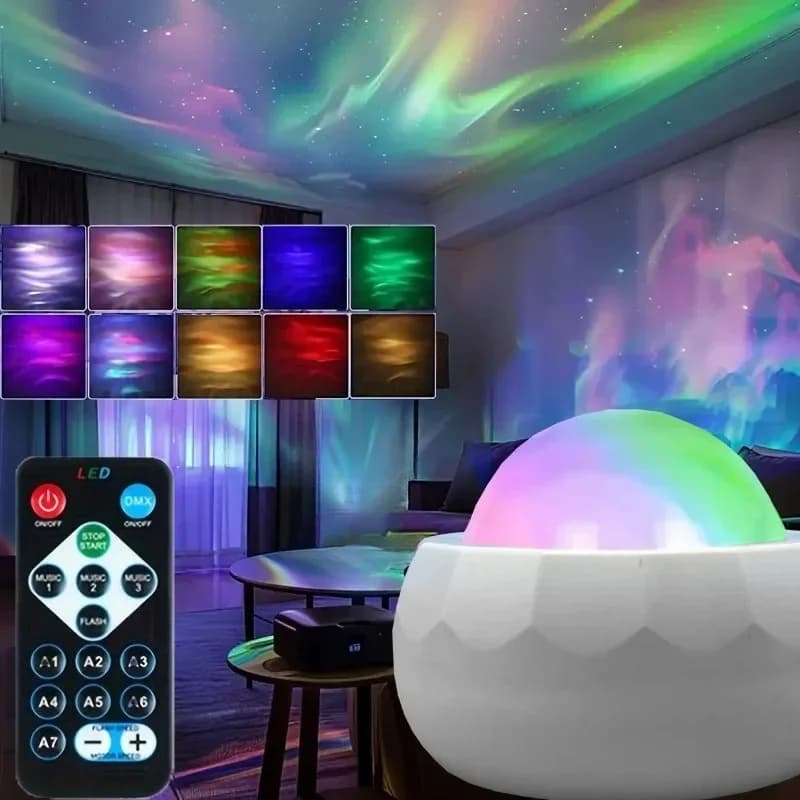 โคมไฟกลางคืน LED โปรเจคเตอร์แสงออโรร่า พร้อมรีโมท
