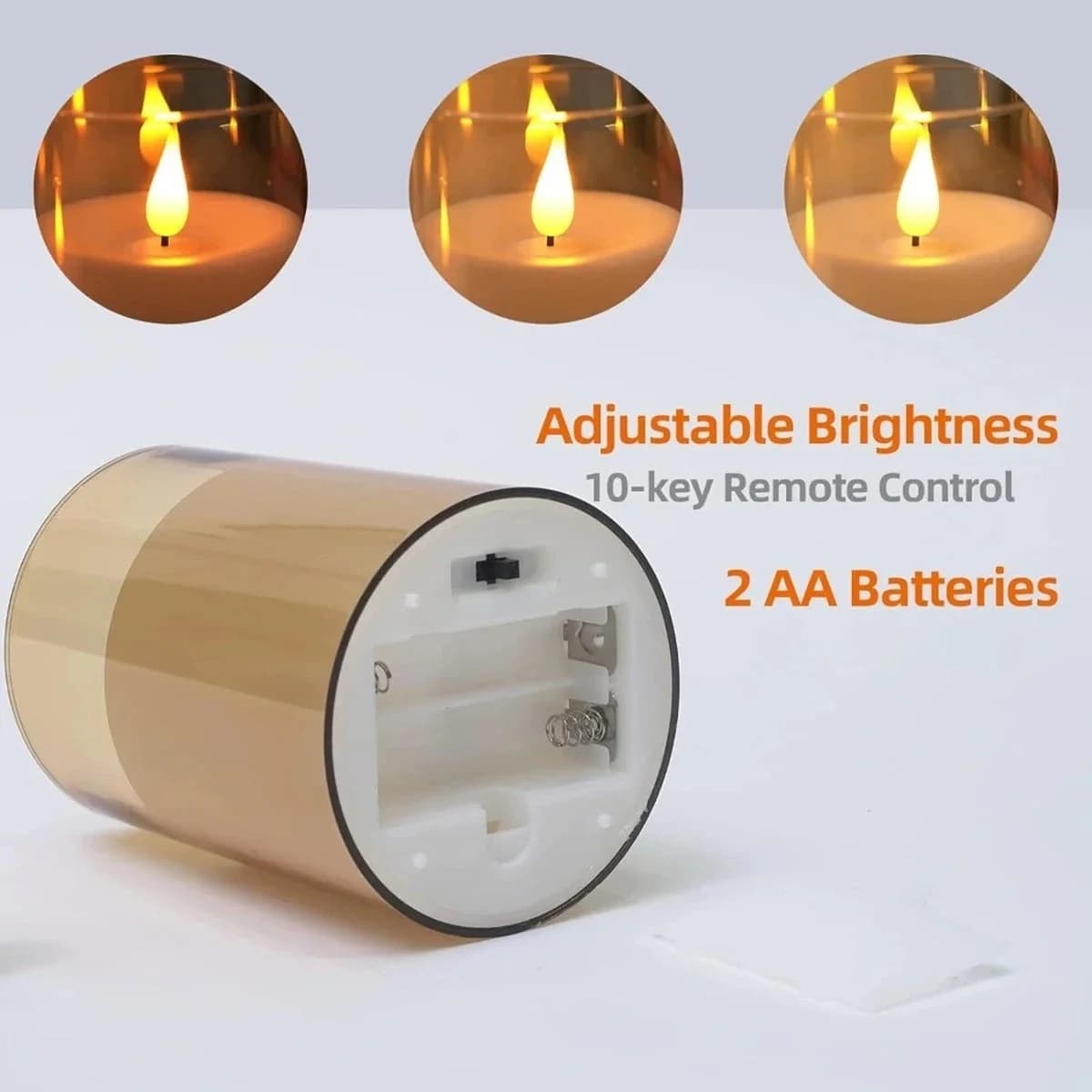 เทียน LED ไม่มีเปลวไฟ พร้อมรีโมทคอนโทรล แพ็ค 3 ชิ้น