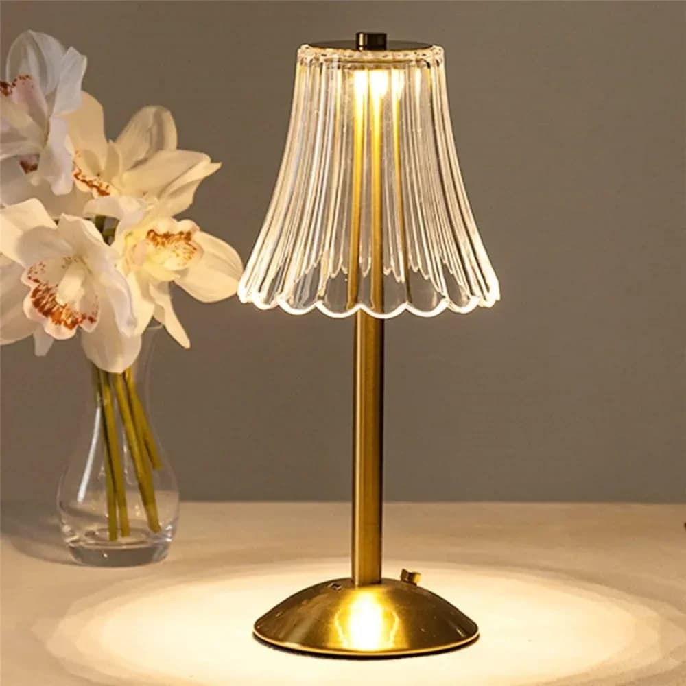 โคมไฟตั้งโต๊ะ LED Retro สีทองแดง ปรับแสงได้ 3 ระดับ
