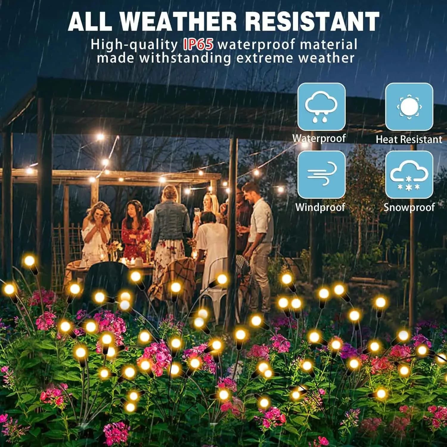 ไฟปักดินหิ่งห้อยพลังงานแสงอาทิตย์ LED แบบโยกได้