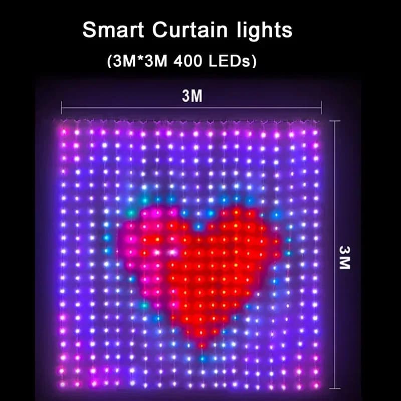 ไฟม่าน RGB สมาร์ท 800 LED สั่งงานผ่านแอป