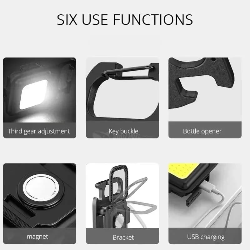 ไฟฉาย LED COB ขนาดเล็กพร้อมพวงกุญแจ ชาร์จ USB-C