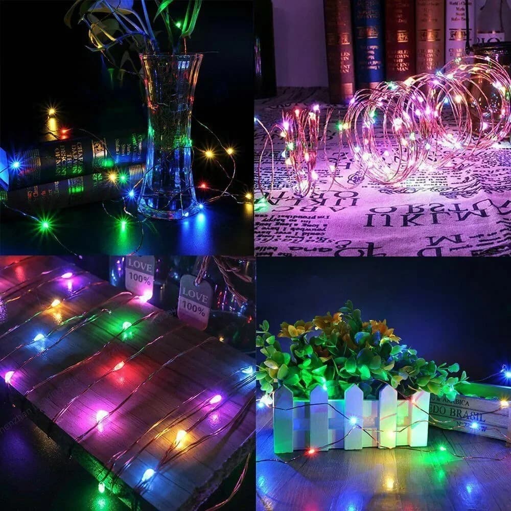 ไฟเส้น LED Fairy พลังงานแสงอาทิตย์ กันน้ำ 8 โหมด