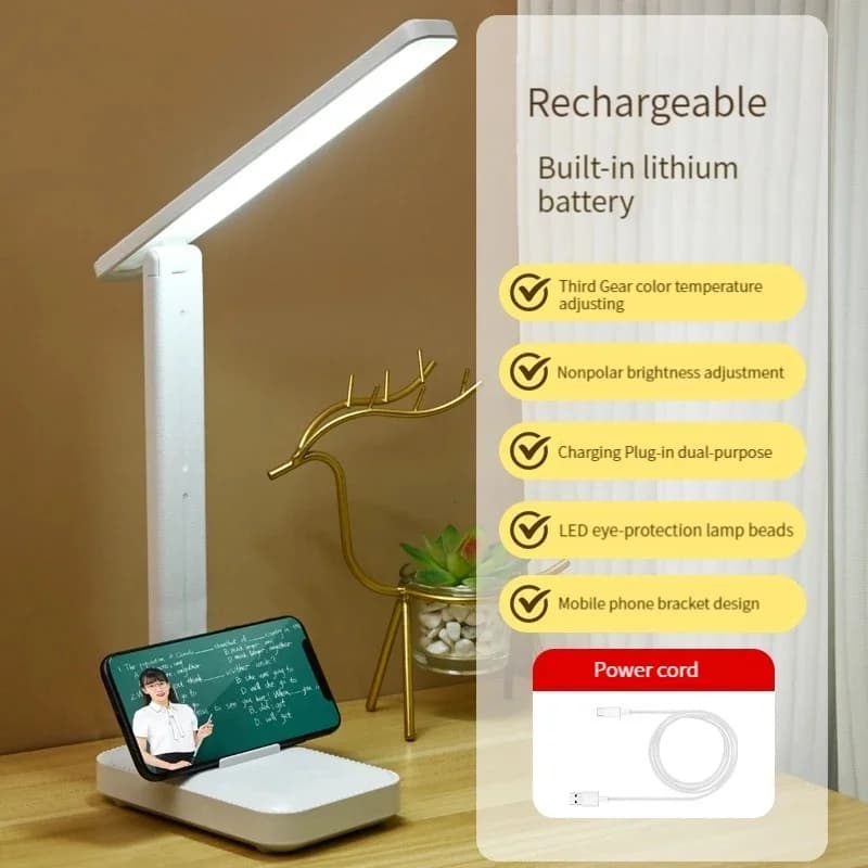 โคมไฟอ่านหนังสือ LED พับได้ ปรับแสงและเปลี่ยนสีได้ 3 โหมด