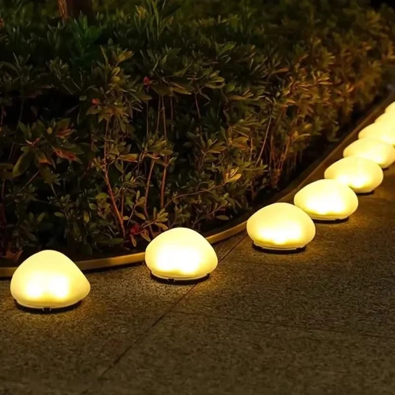 ไฟสนาม LED พลังงานแสงอาทิตย์ กันน้ำ ดีไซน์หินกรวด