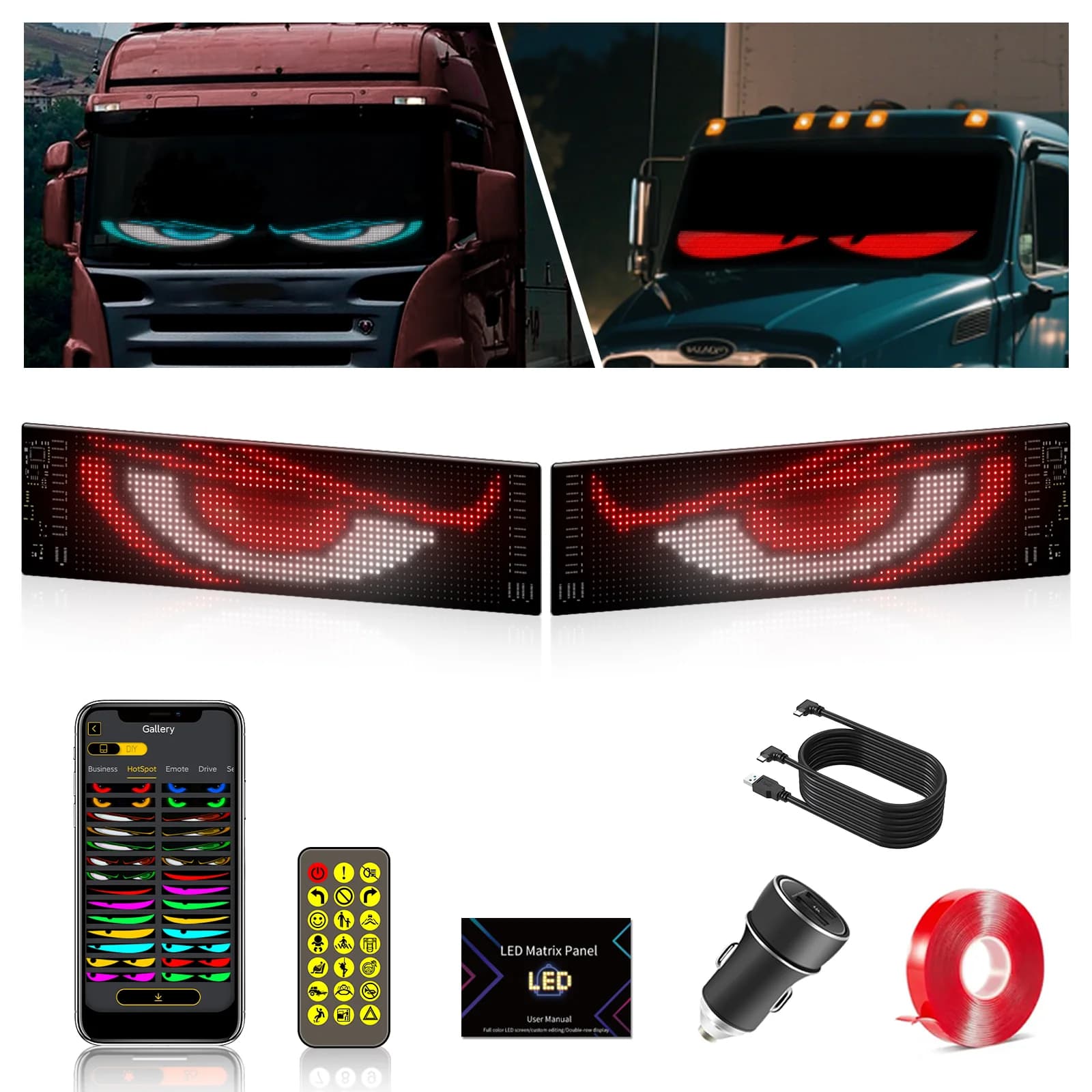 ชุด 2 ชิ้น ไฟพาเนล LED Matrix แบบพับได้ ควบคุมผ่านแอป