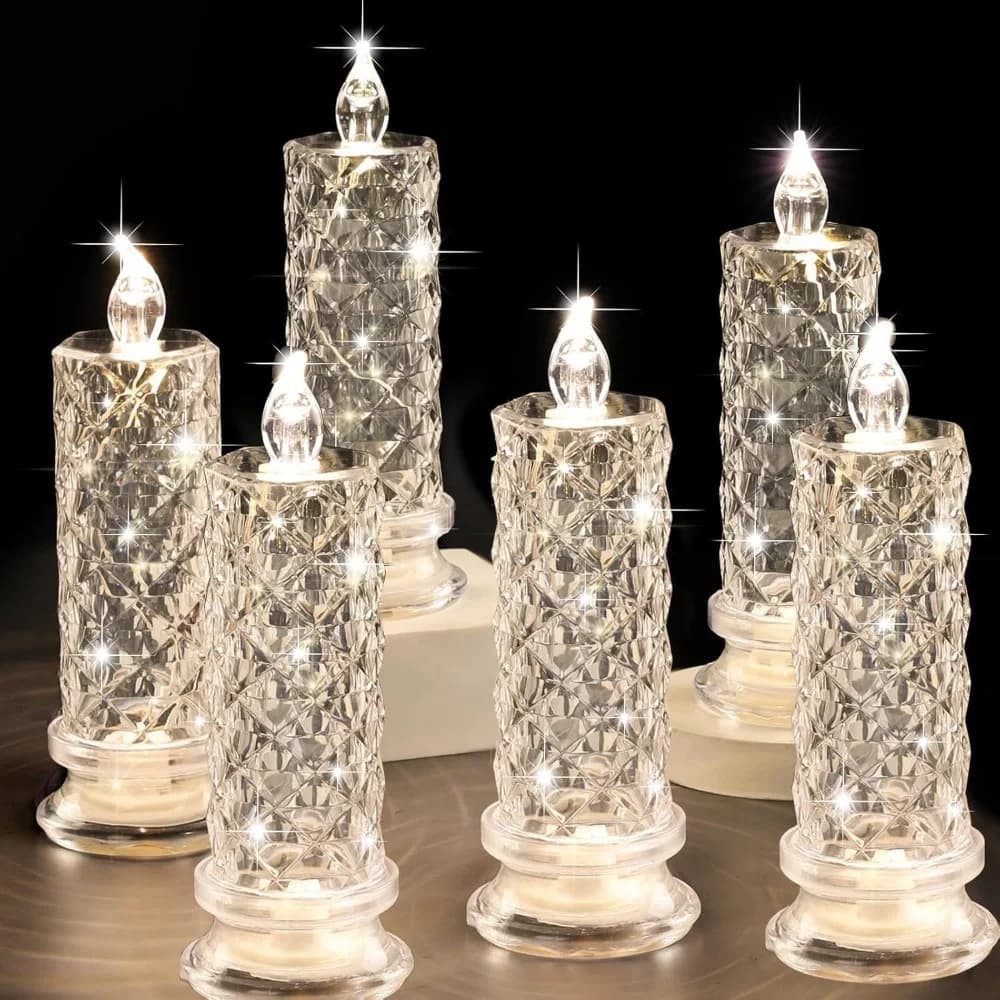 โคมเทียน LED โปรเจคเตอร์ไร้เปลวไฟ ลายดอกกุหลาบ