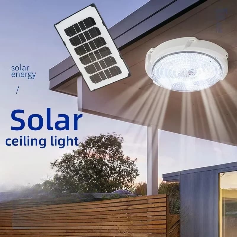 ไฟเพดาน LED โซลาร์ กันน้ำ พร้อมรีโมท สำหรับภายในและภายนอกอาคาร