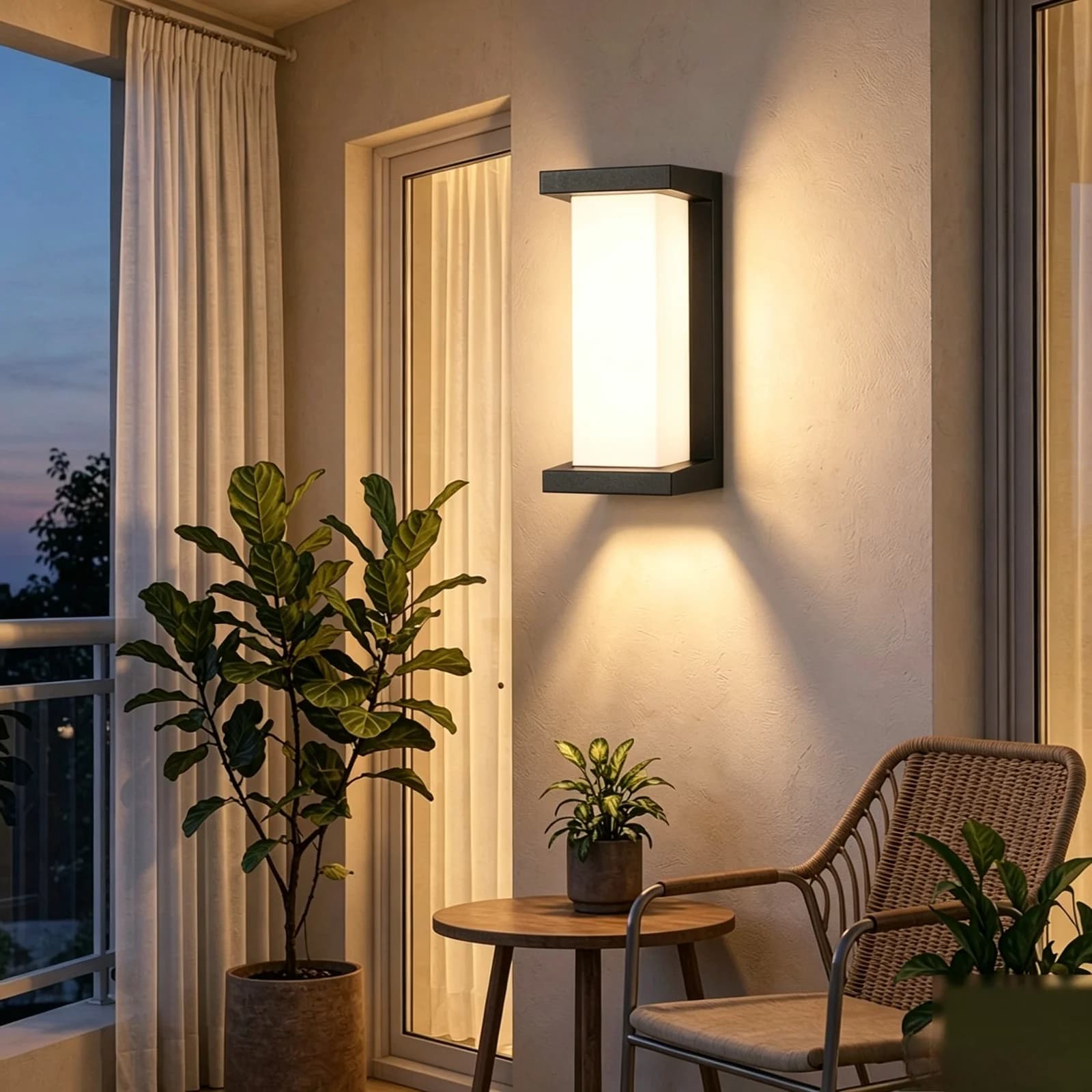 โคมไฟผนัง LED สีดำทันสมัย กันน้ำ มีเซ็นเซอร์ตรวจจับการเคลื่อนไหว