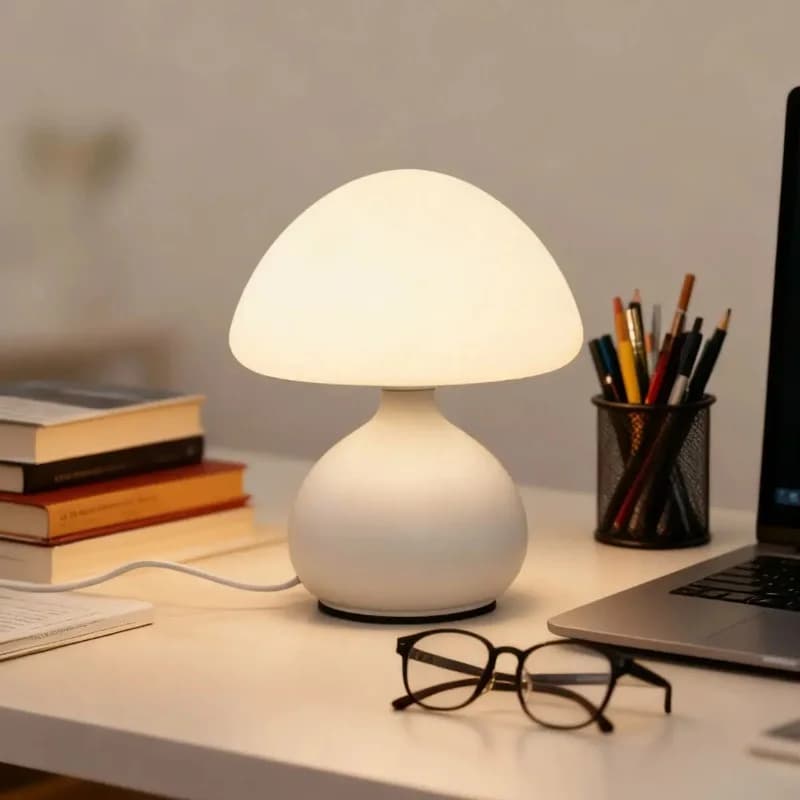 โคมไฟตั้งโต๊ะ LED รูปเห็ด USB ปรับแสงได้ 3 สี