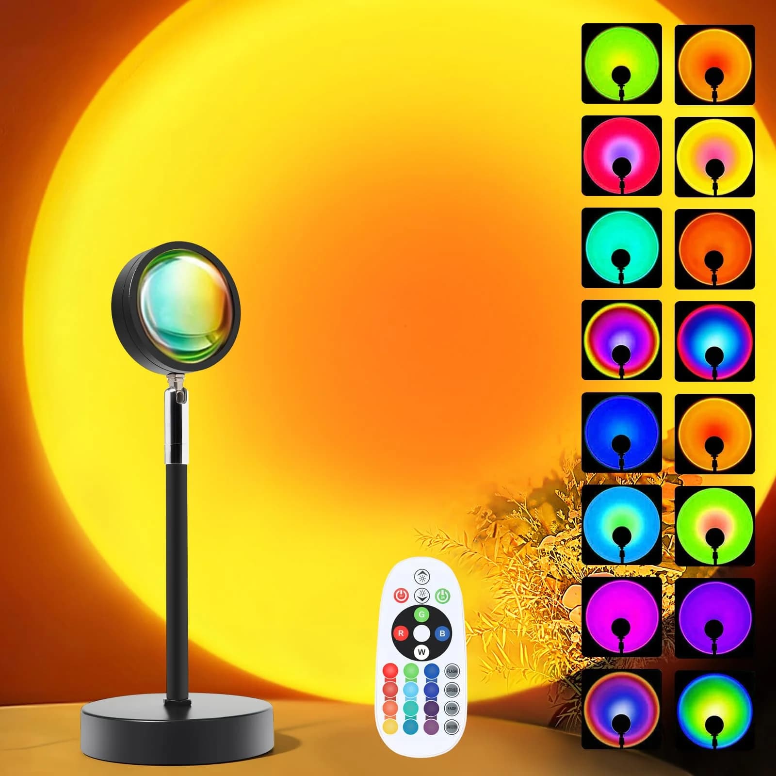 โคมไฟโปรเจคเตอร์พระอาทิตย์ตก RGB LED ขนาดมินิ พร้อมรีโมท USB