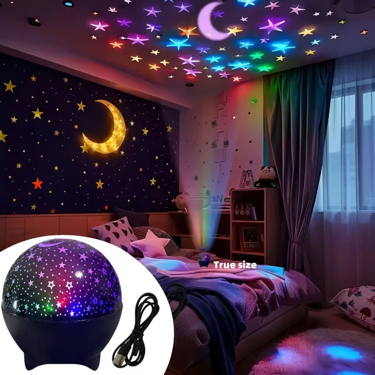 โปรเจคเตอร์ดวงดาว Aurora ขนาดมินิ ไฟกลางคืน LED USB 7 โหมดสี