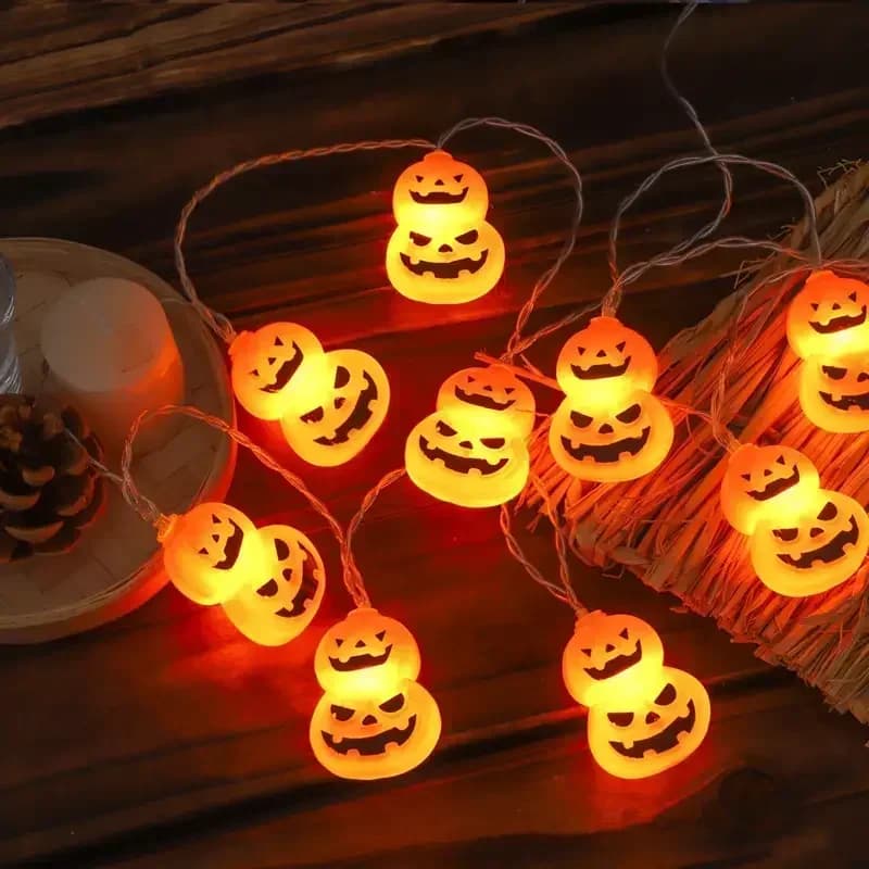 ไฟสาย LED ฟักทอง Jack O Lantern สีส้ม ใช้ถ่าน