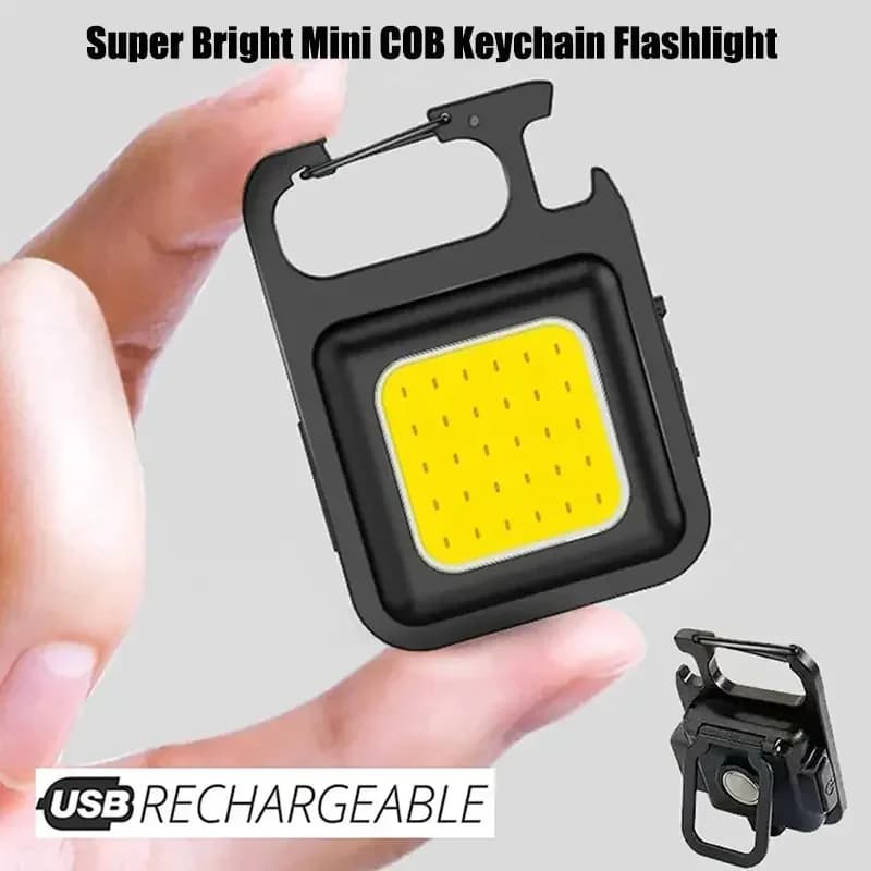 ไฟฉายพวงกุญแจ COB LED ชาร์จได้ ขนาดเล็ก พร้อมที่เปิดขวด