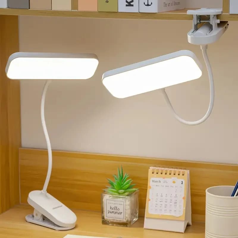 โคมไฟตั้งโต๊ะ LED แบบหนีบ ชาร์จ USB ปรับแสงได้