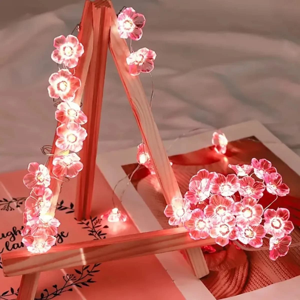 ไฟสาย LED ดอกซากุระสีชมพู 10 ดวง, ใช้แบตเตอรี่